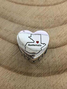 Pandora Guatemala Exclusive Travel Heart Charm Pendant, S925 Silver Jewelry